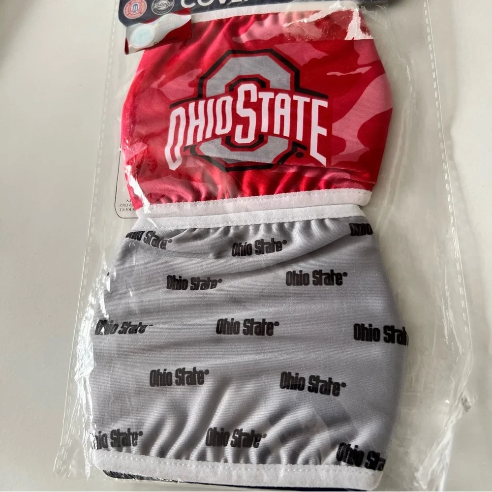 NCAA OHIO STATE BUCKEYES 2 PACK FACE MASKS OS UNISEX ADULT NWT